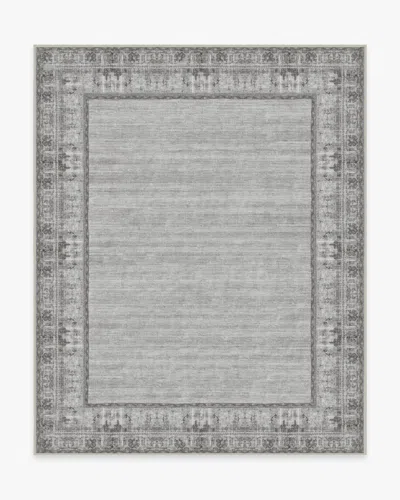 Ruggable Vintage Daisy Bordered Grey Flatwoven Rug In Gray