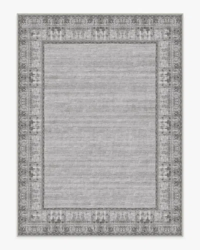 Ruggable Vintage Daisy Bordered Grey Flatwoven Rug In Gray