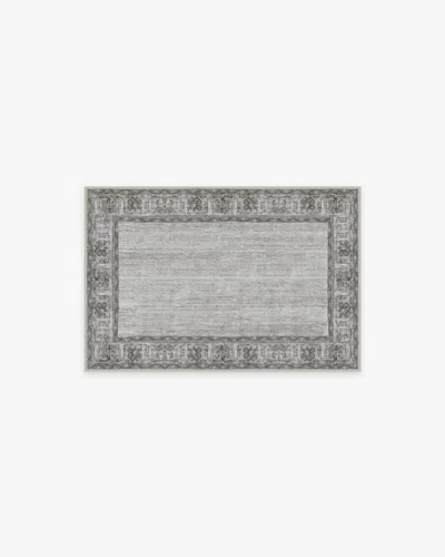 Ruggable Vintage Daisy Bordered Grey Flatwoven Rug In Gray