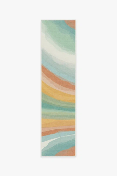 Ruggable Watercolor Waves Copper Jade Outdoor Rug In Blue