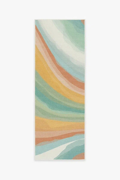 Ruggable Watercolor Waves Copper Jade Outdoor Rug In Black