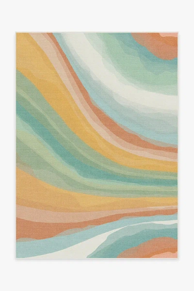 Ruggable Watercolor Waves Copper Jade Outdoor Rug In Animal Print