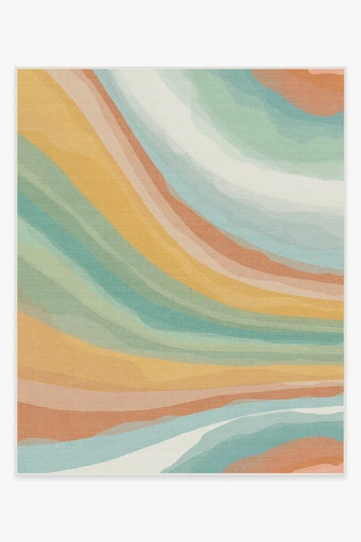 Ruggable Watercolor Waves Copper Jade Outdoor Rug In Multi
