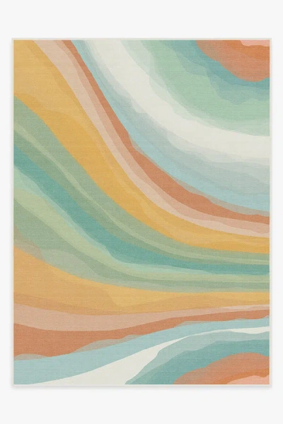 Ruggable Watercolor Waves Copper Jade Outdoor Rug In Animal Print
