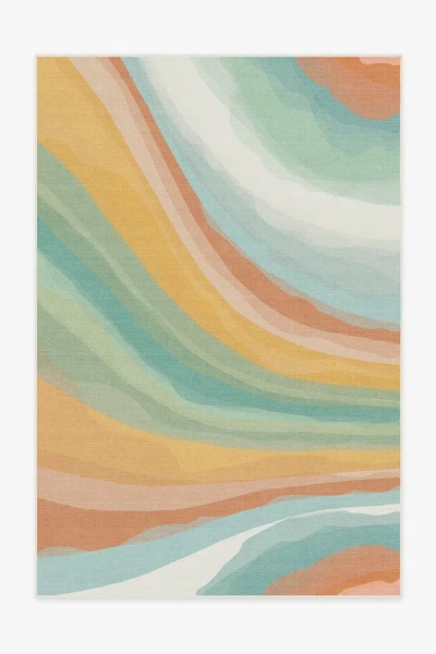 Ruggable Watercolor Waves Copper Jade Outdoor Rug In Animal Print