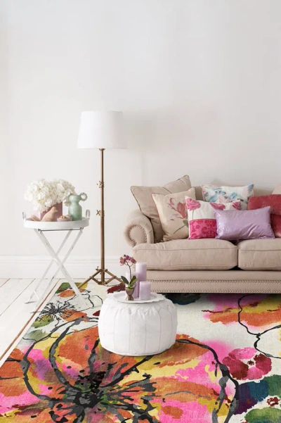 Ruggable Watercolour Floral Multicolour Flatwoven Rug