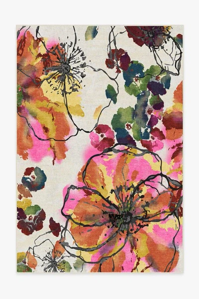 Ruggable Watercolour Floral Multicolour Flatwoven Rug
