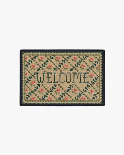 Ruggable Welcome Trellis Green & Pink Doormat By Anthropologie In Brown