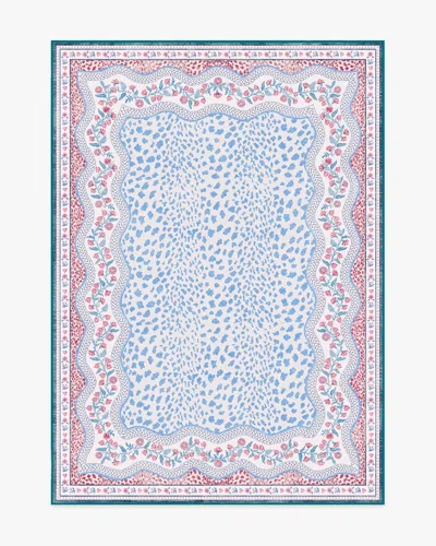Ruggable Wendy Animal Border Blue & Pink Flatwoven Rug By Humberto Leon