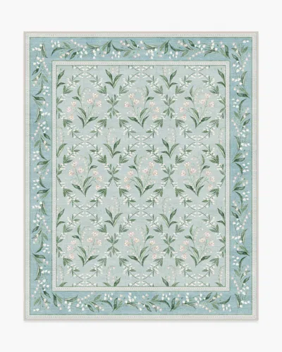 Ruggable Winter Lily Of The Valley Blue Flatwoven Rug By The Hiltons