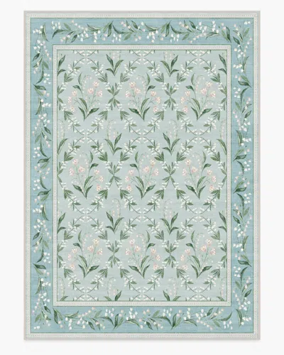 Ruggable Winter Lily Of The Valley Blue Flatwoven Rug By The Hiltons