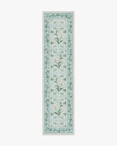 Ruggable Winter Lily Of The Valley Blue Flatwoven Rug By The Hiltons In Green