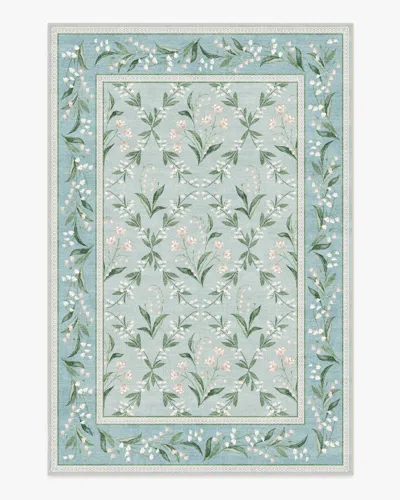 Ruggable Winter Lily Of The Valley Blue Flatwoven Rug By The Hiltons In Green