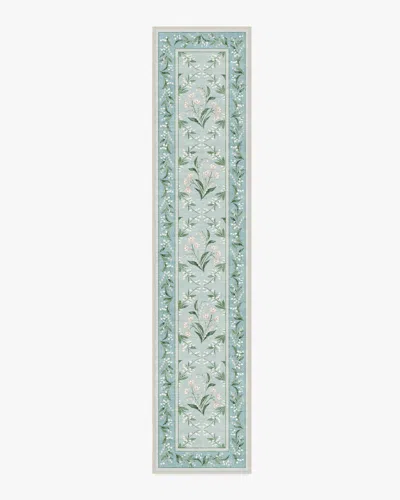 Ruggable Winter Lily Of The Valley Blue Flatwoven Rug By The Hiltons In Green