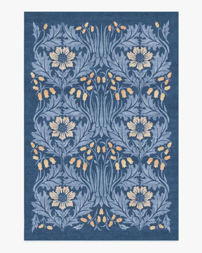 Ruggable Woodbell & Anemone Navy Flatwoven Rug By Morris & Co. In Blue