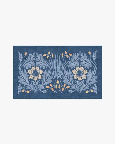 Ruggable Woodbell & Anemone Navy Flatwoven Rug By Morris & Co. In Blue