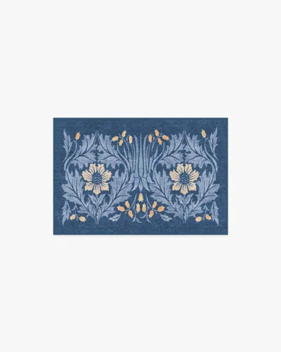 Ruggable Woodbell & Anemone Navy Flatwoven Rug By Morris & Co. In Blue