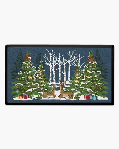 Ruggable Woodland Holiday Blue Large Doormat
