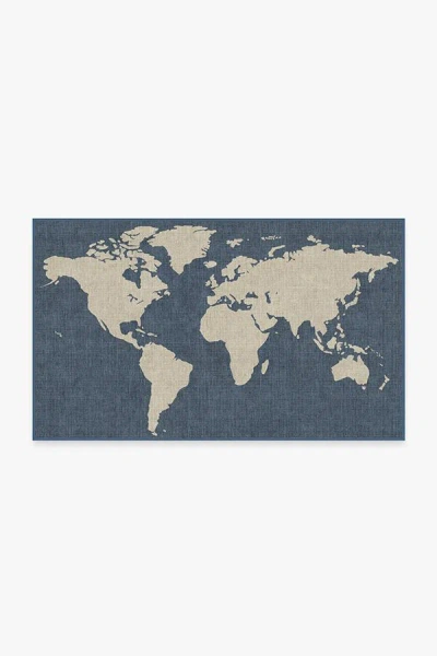 Ruggable World Map Blue Flatwoven Rug