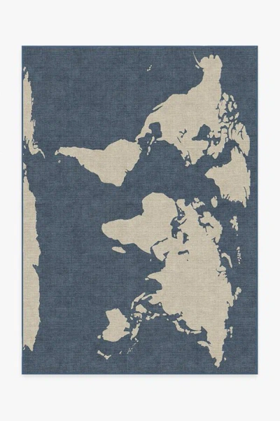 Ruggable World Map Blue Flatwoven Rug