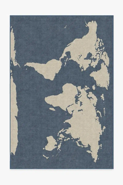 Ruggable World Map Blue Flatwoven Rug