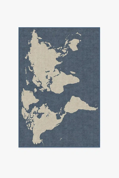 Ruggable World Map Blue Flatwoven Rug