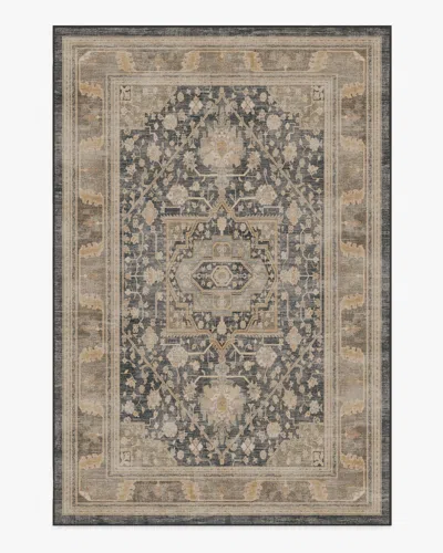 Ruggable Zahra Ink & Vintage Citron Flatwoven Rug In Brown