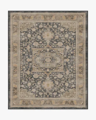 Ruggable Zahra Ink & Vintage Citron Flatwoven Rug In Brown