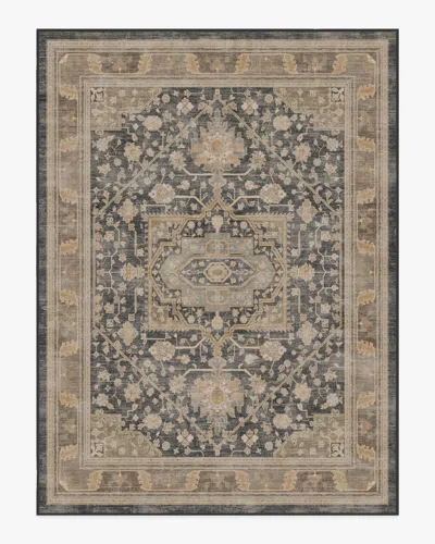 Ruggable Zahra Ink & Vintage Citron Flatwoven Rug In Brown