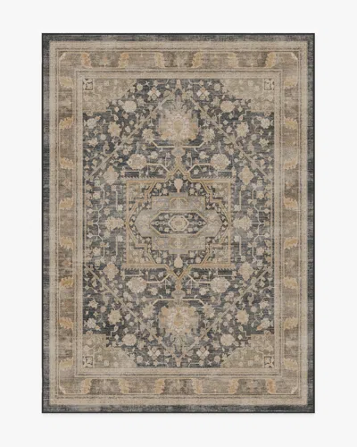 Ruggable Zahra Ink & Vintage Citron Flatwoven Rug In Brown