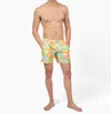 Rugged Butts Men's Happy Hula Swim Trunks In Yellow In Multi