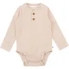 Ruggedbutts Baby Boys Knit Long Sleeve 2-button Henley Bodysuit In Neutral