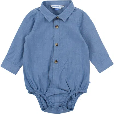 Ruggedbutts Baby Boys Long Sleeve Button Down Bodysuit In Brown