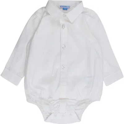 Ruggedbutts Baby Boys Long Sleeve Button Down Bodysuit In Gray