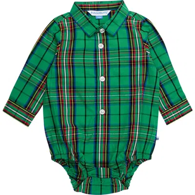 Ruggedbutts Baby Boys Long Sleeve Button Down Bodysuit In Green