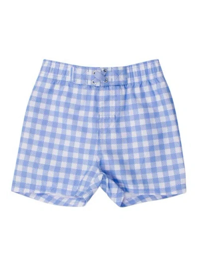Ruggedbutts Baby/toddler Boys Upf50+ Gingham Swim Trunks In Blue