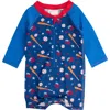 Ruggedbutts Babies'  Boys Long Sleeve One Piece Rash Guard In Red