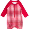 Ruggedbutts Babies'  Boys Long Sleeve One Piece Rash Guard In Red