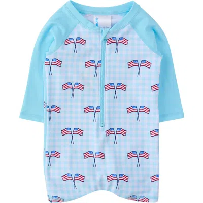 Ruggedbutts Kids'  Boys Long Sleeve One Piece Rash Guard In Blue