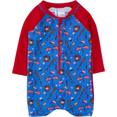 Ruggedbutts Boys Long Sleeve One Piece Rash Guard In Multi