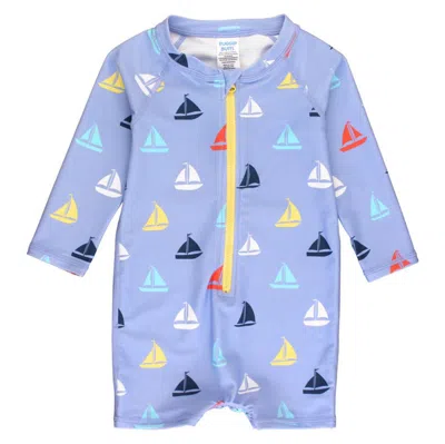 Ruggedbutts Babies' Boys Long Sleeve One Piece Rash Guard In Blue