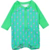 Ruggedbutts Babies'  Boys Long Sleeve One Piece Rash Guard In Neon Flamingo Stripe