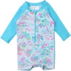 Ruggedbutts Babies'  Boys Long Sleeve One Piece Rash Guard In Tropical Resort