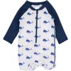 Ruggedbutts Babies'  Boys Long Sleeve One Piece Rash Guard In Whale Friends
