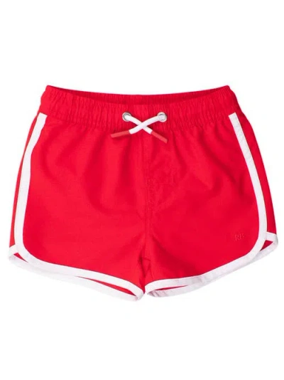 Ruggedbutts Babies'  Boys Upf50+ Sun Protected Dolphin Hem Swim Trunks In Red