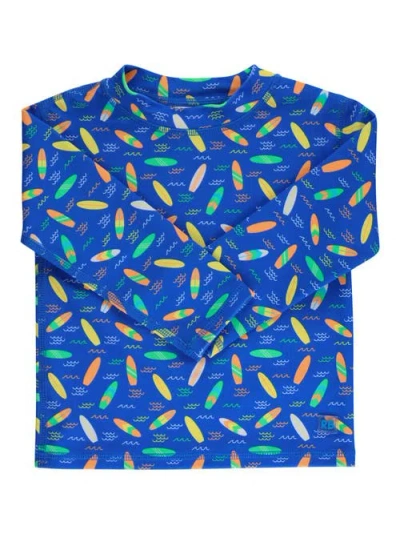 Ruggedbutts Boys Upf50+ Sun Protected Long Sleeve Rash Guard In Blue