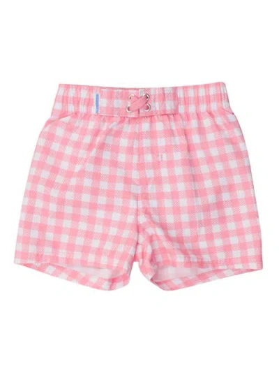 Ruggedbutts Kids'  Boys Upf50+ Swim Trunks In Bubblegum Pink Gingham