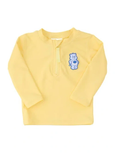 Ruggedbutts Kids'  Care Bears Applique Long Sleeve Zipper Rash Guard In Grumpy Bear Care Bears