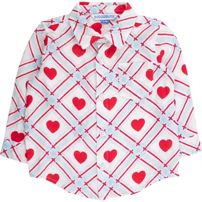 Ruggedbutts Babies'  Cotton Gauze Long Sleeve Button Down Shirt In Neutral