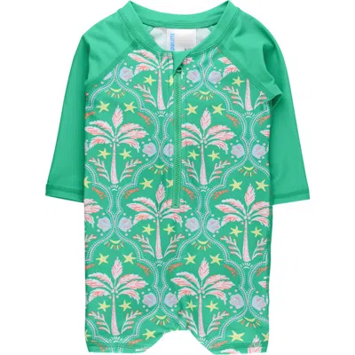 Ruggedbutts Babies'  Kids' Coconut Cabana Long Sleeve Upf 50+ One-piece Rashguard Swimsuit In Green